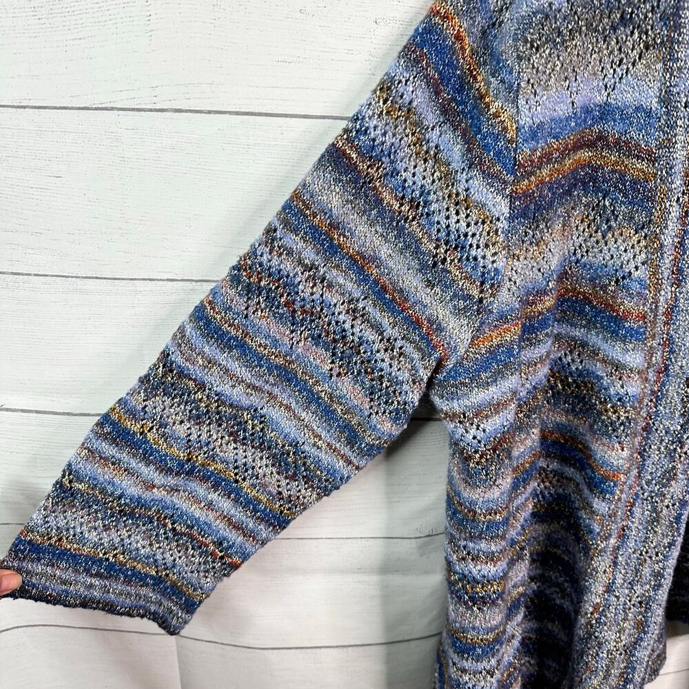Alfred Dunner Womens size 2X Open Knit Cardigan 3/4 Sleeve Blue Boho Cottagecore - Picture 5 of 9